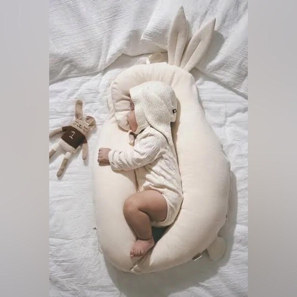 White U-Shaped Pillow with Ears